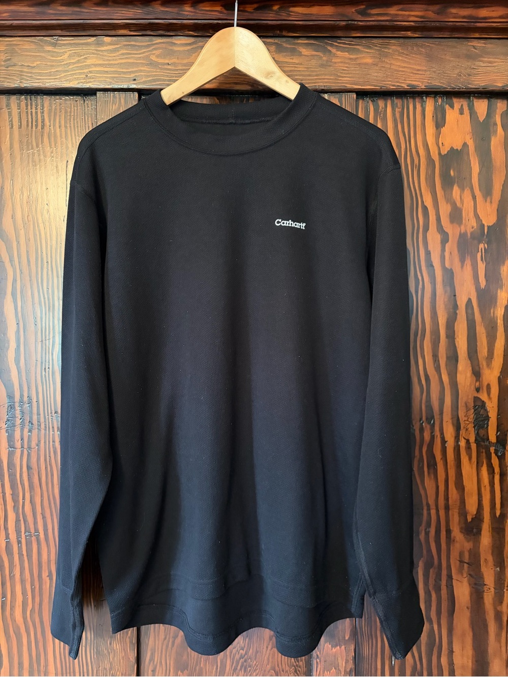 Carhartt Black Long Sleeve Crewneck Waffle Tee